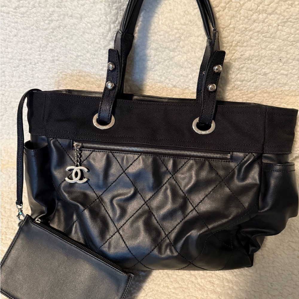 Chanel Black Quilted Leather Tote